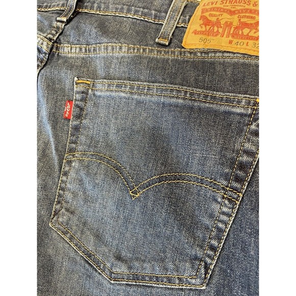 NEW Levis 505 Regular Fit Classic Men’s Jeans Size 40x32 Blue Cotton Den… - Picture 5 of 9